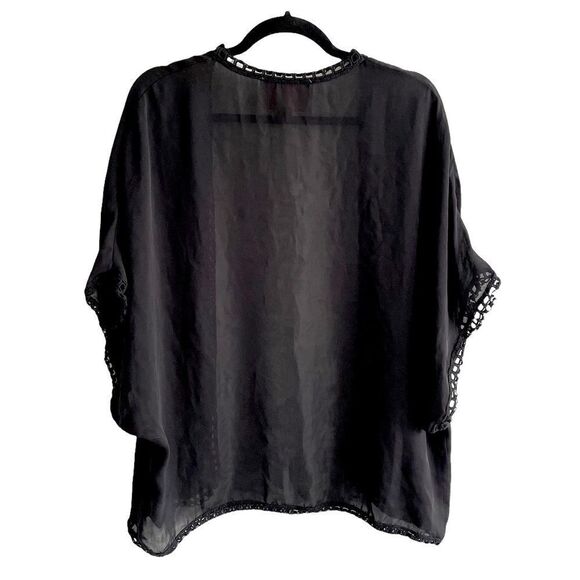 RORY BECA Sheer Oversized Kimono Wrap Cardigan Blouse Black S - Picture 4 of 6